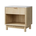 Artiss Bedside Table with Drawer and Open Shelf – Pine and White