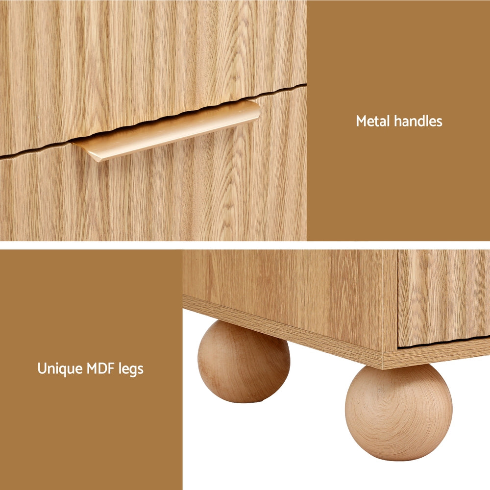 Artiss 2-Drawer Bedside Table – Pine Look
