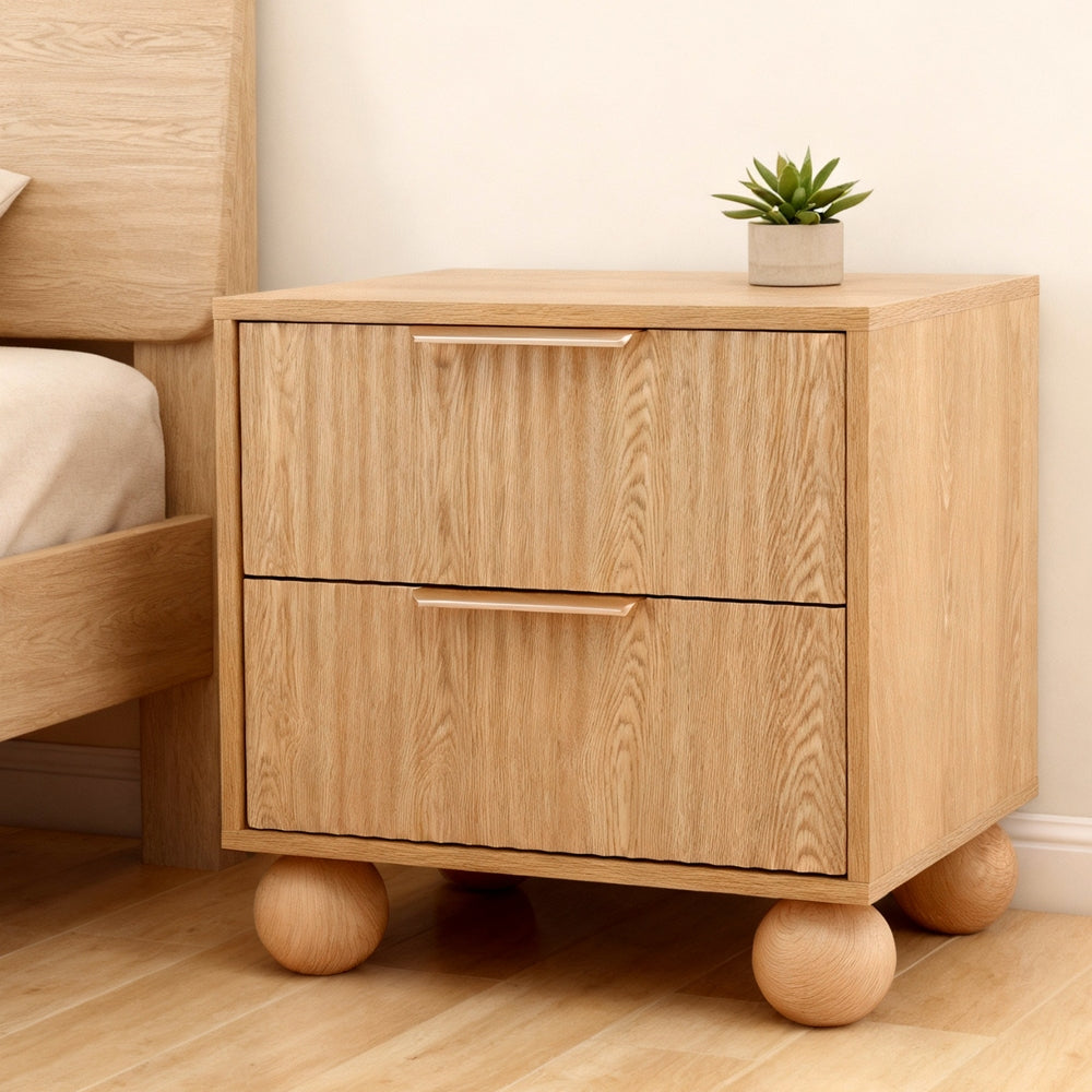 Artiss 2-Drawer Bedside Table – Pine Look