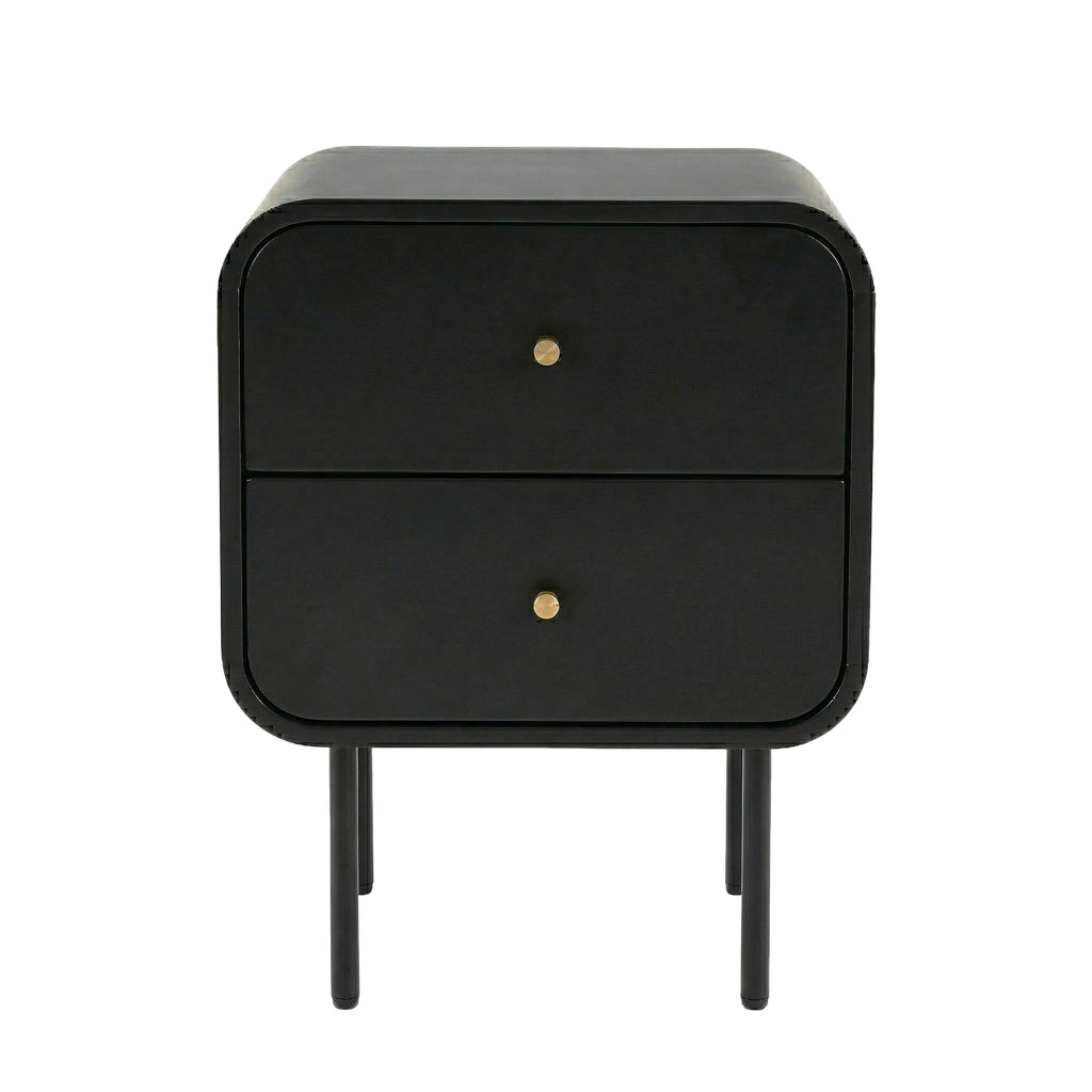 Artiss 2-Drawer Bedside Table with Metal Legs – Black