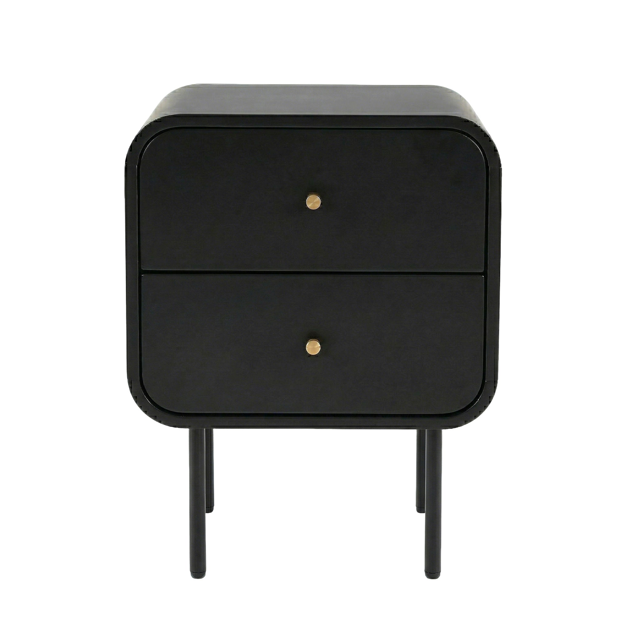 Artiss 2-Drawer Bedside Table with Metal Legs – Black