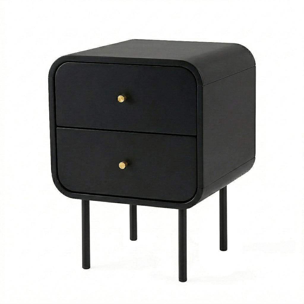 Artiss 2-Drawer Bedside Table with Metal Legs – Black
