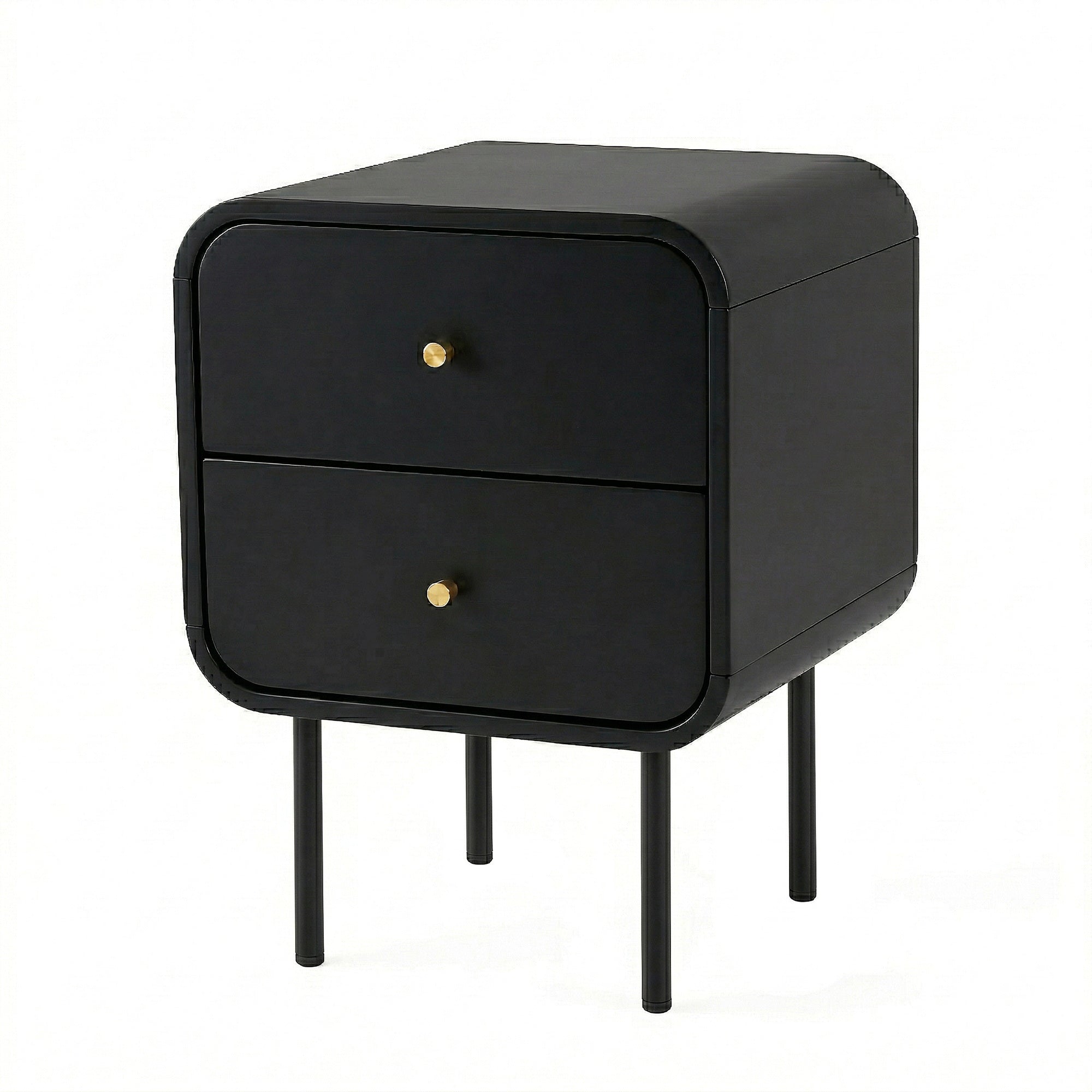 Artiss 2-Drawer Bedside Table with Metal Legs – Black
