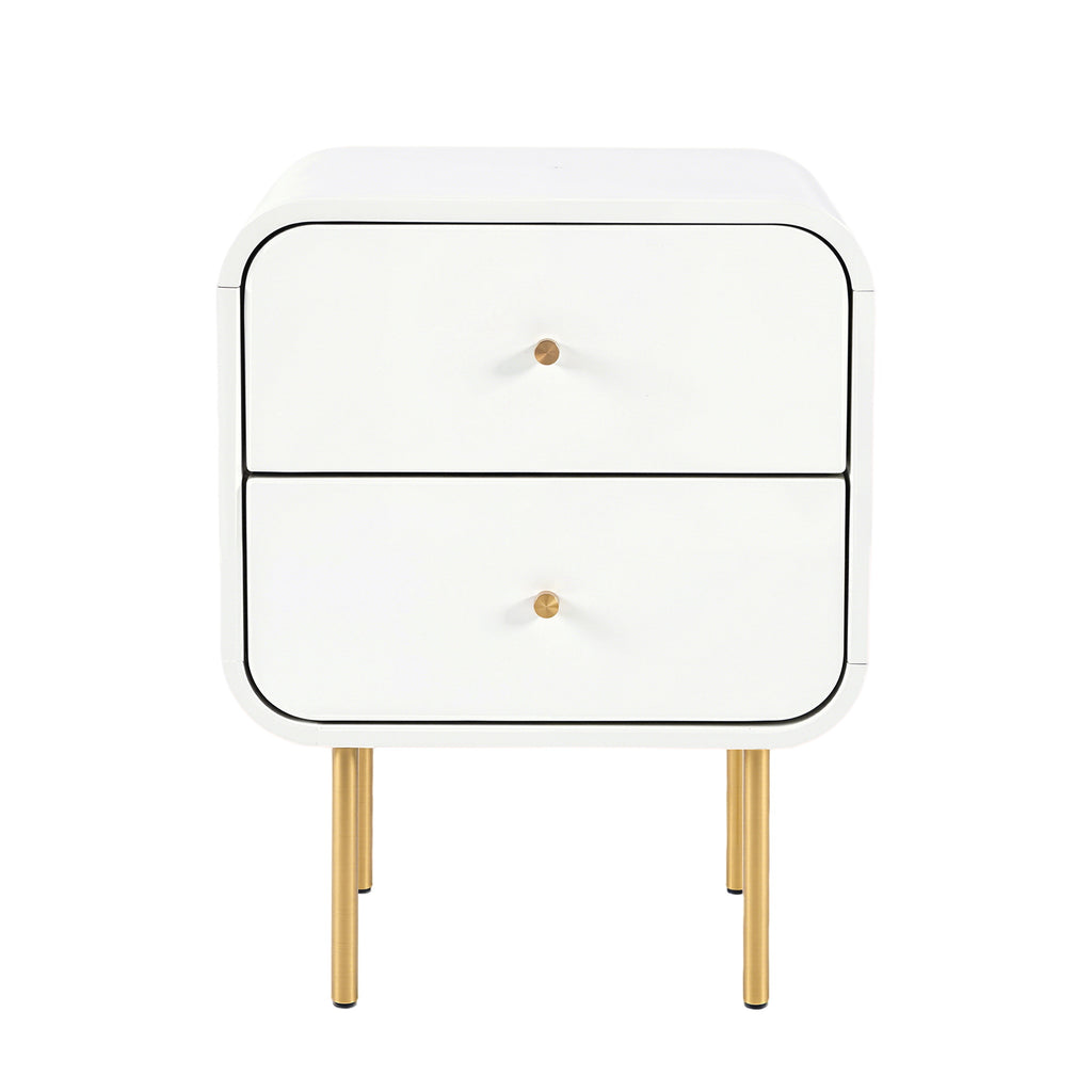 Artiss 2-Drawer Bedside Table with Metal Legs – White