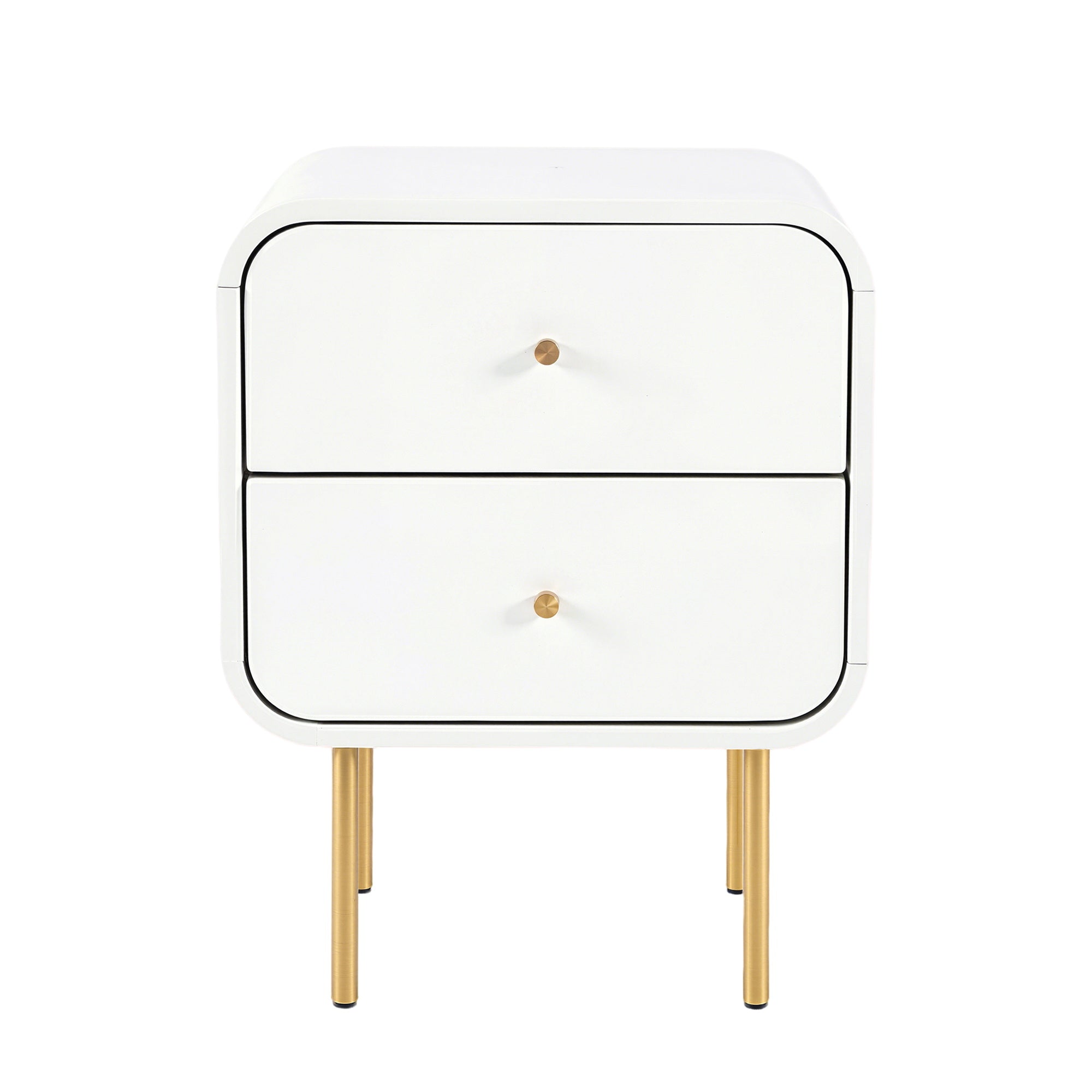 Artiss 2-Drawer Bedside Table with Metal Legs – White