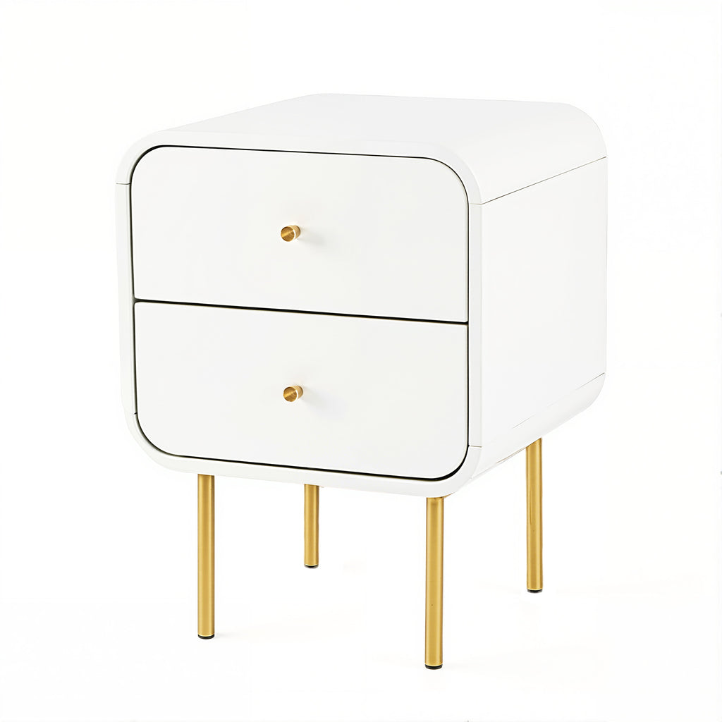 Artiss 2-Drawer Bedside Table with Metal Legs – White