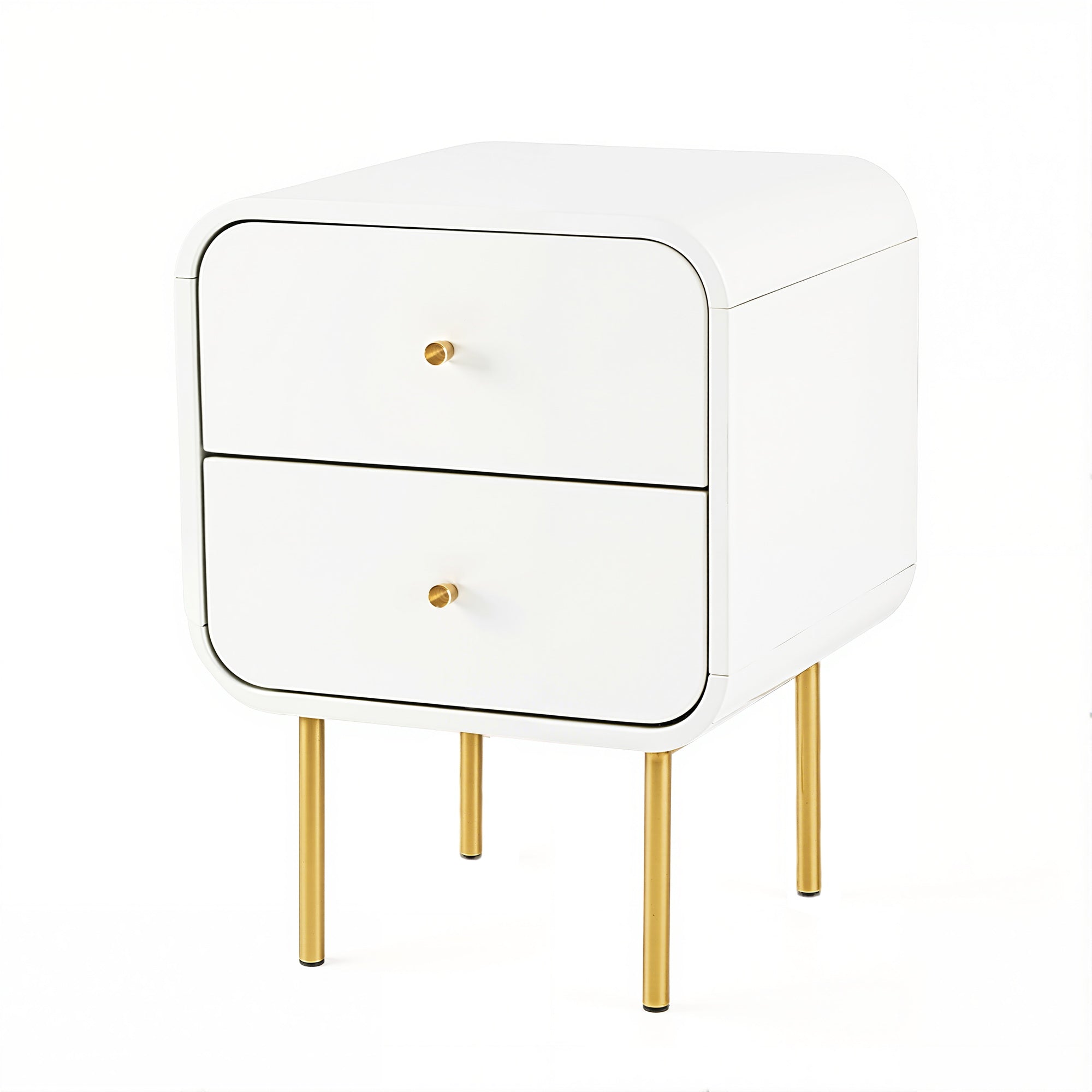 Artiss 2-Drawer Bedside Table with Metal Legs – White