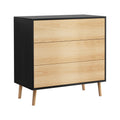 Artiss 3-Drawer Cabinet with Push-to-Open Fronts – Black and Pine