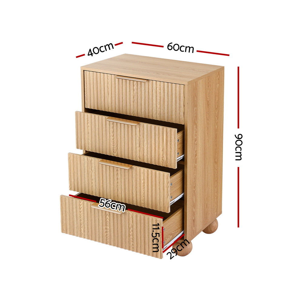 Artiss 4-Drawer Tallboy – Pine