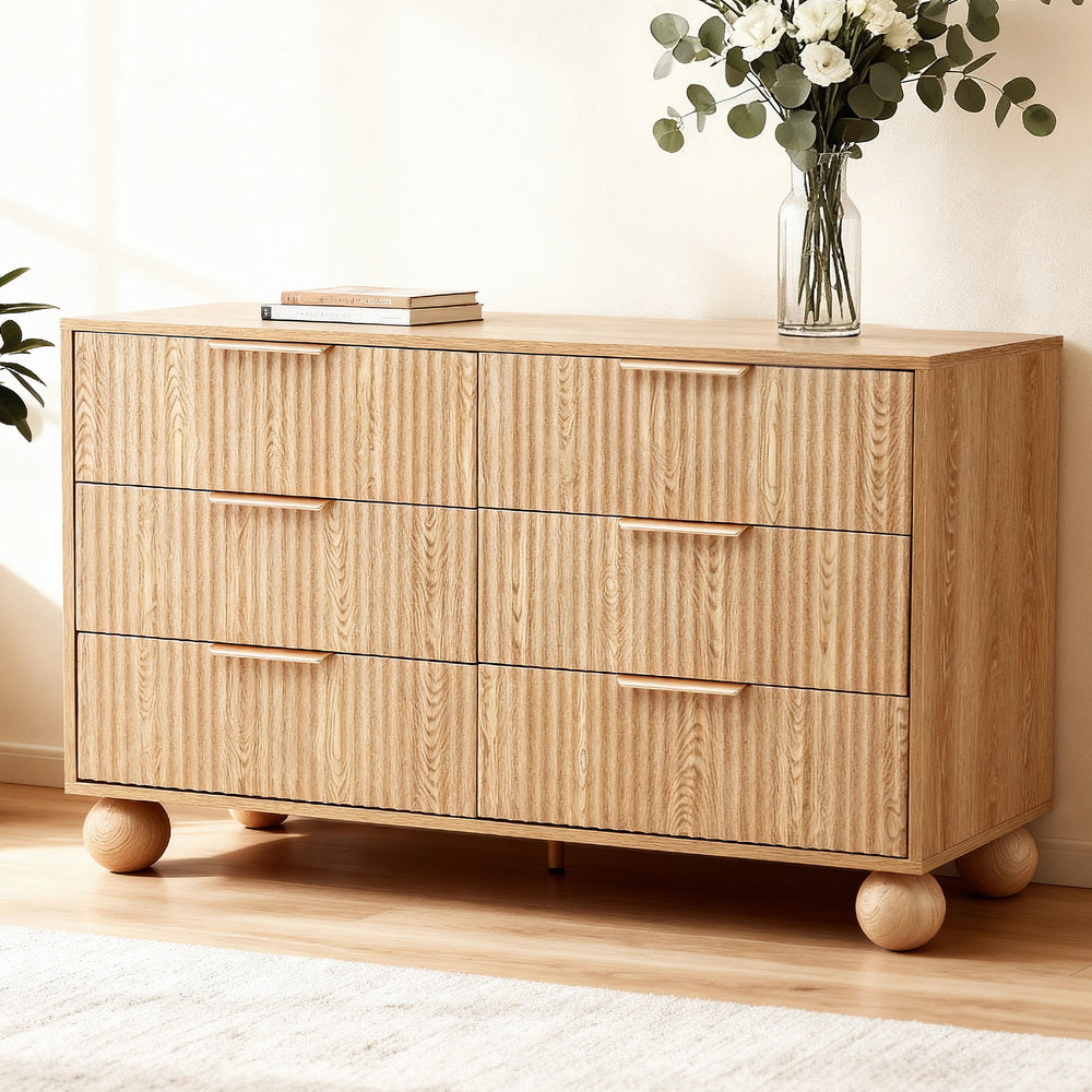 Artiss 6-Drawer Lowboy Cabinet – Pine