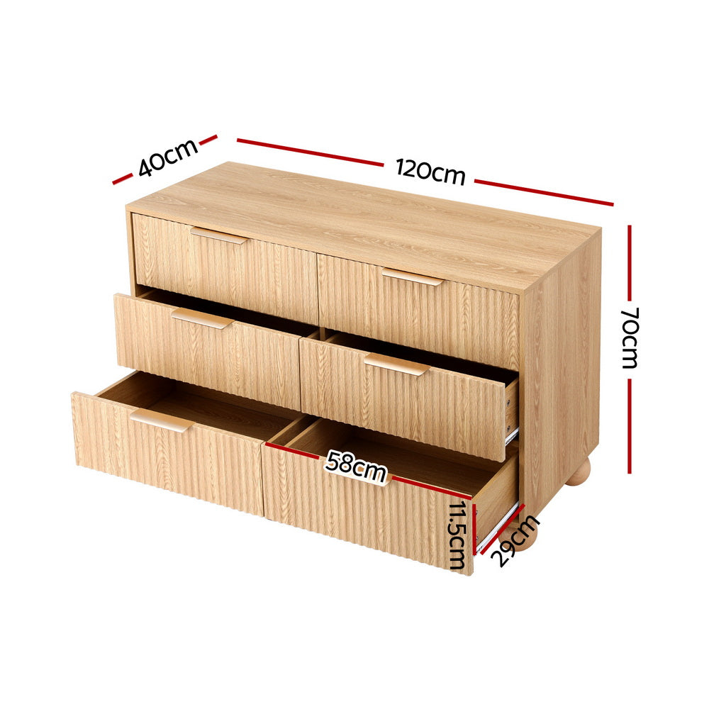 Artiss 6-Drawer Lowboy Cabinet – Pine