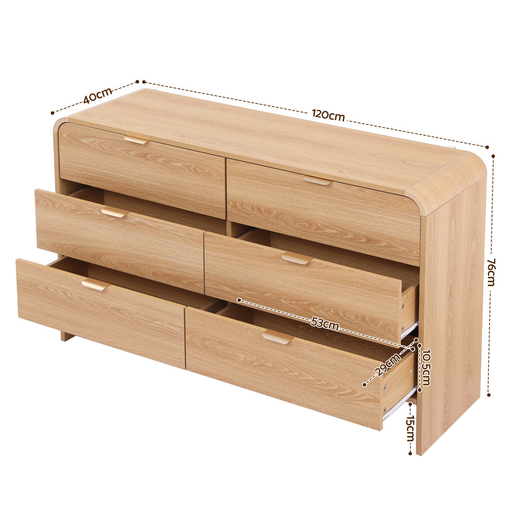Artiss 6-Drawer Lowboy Cabinet – Pine