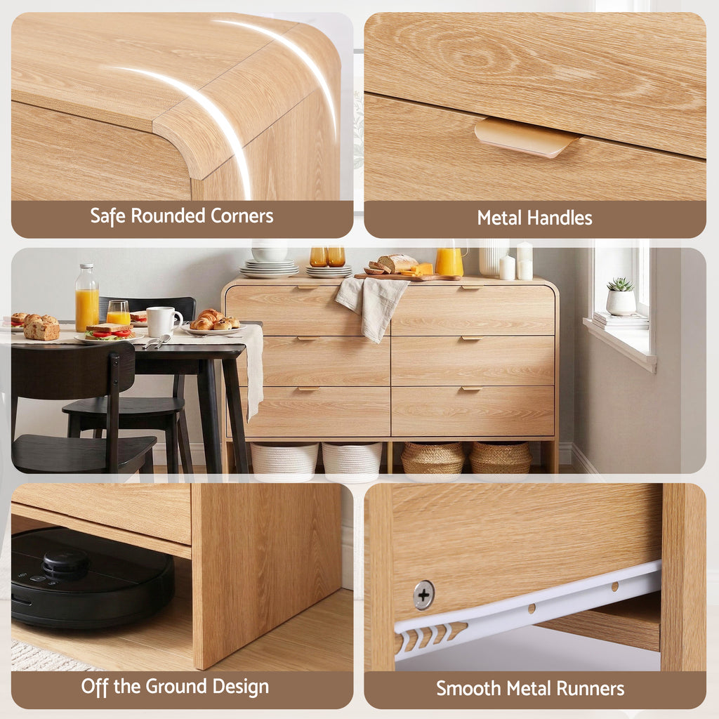 Artiss 6-Drawer Lowboy Cabinet – Pine