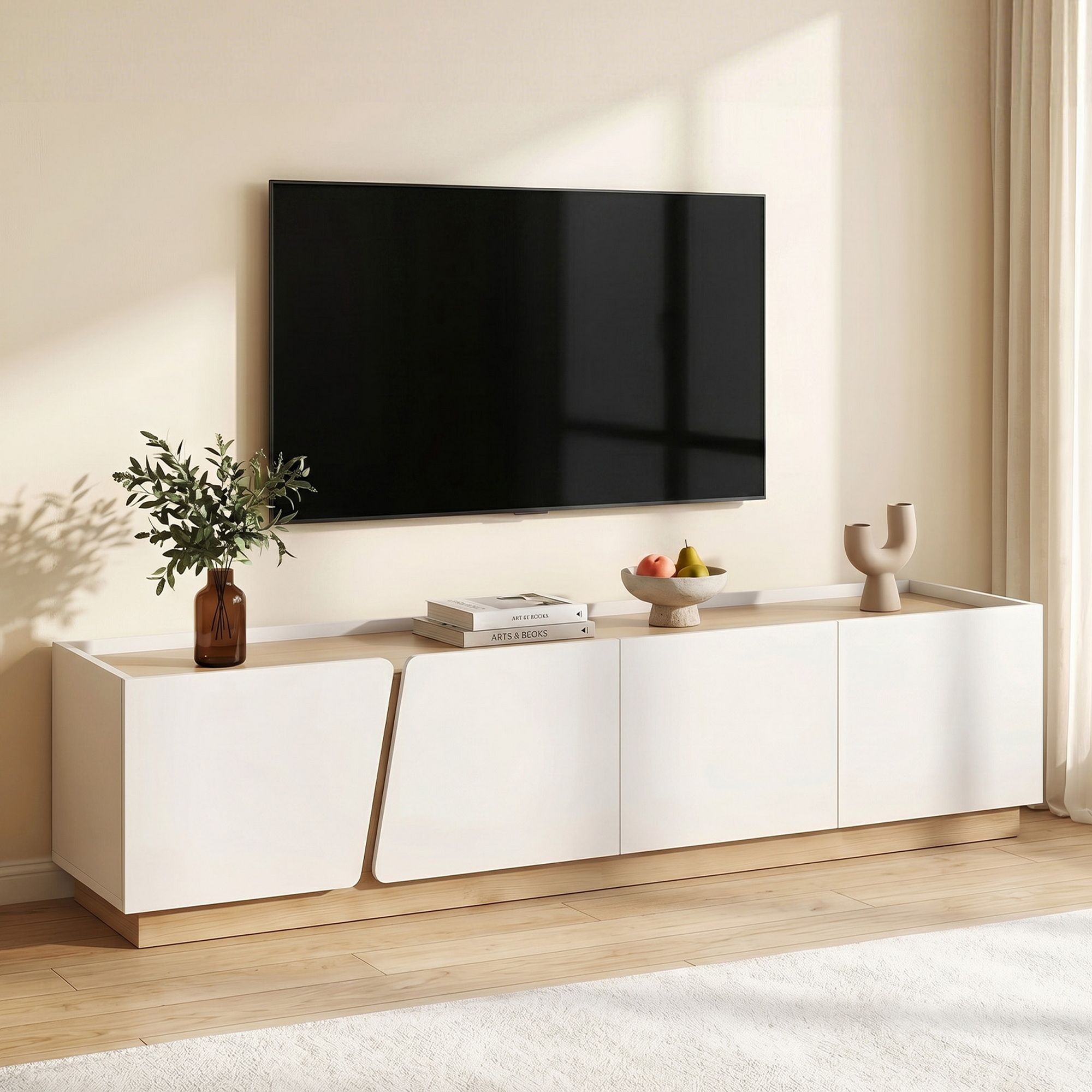 Artiss 180cm TV Unit Storage Cabinet Living Room White & Oak