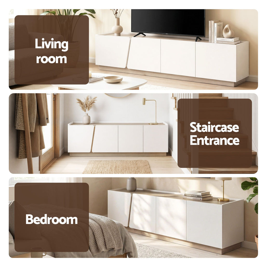 Artiss 180cm TV Unit Storage Cabinet Living Room White & Oak
