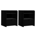 Artiss Fara Bedside Tables with Drawer and Shelves – Black, Set of 2