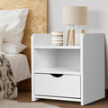 Artiss Fara Bedside Table with Drawer and 2 Shelves – White