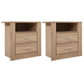 Artiss Tara Bedside Tables with 2 Drawers and Shelf – Oak Look, Set of 2