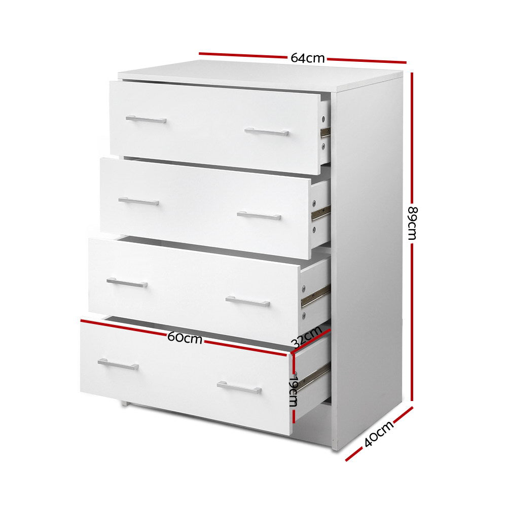 Artiss Andes 4-Drawer Tallboy – White