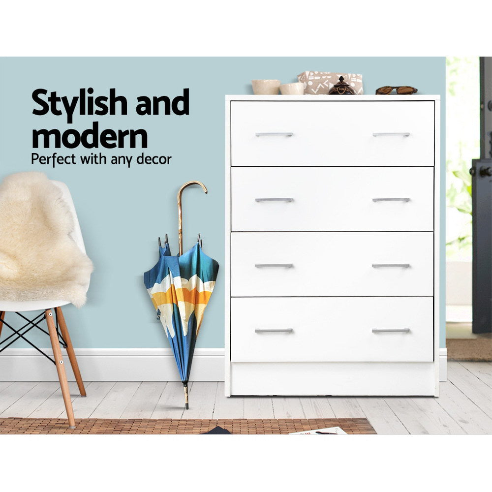 Artiss Andes 4-Drawer Tallboy – White