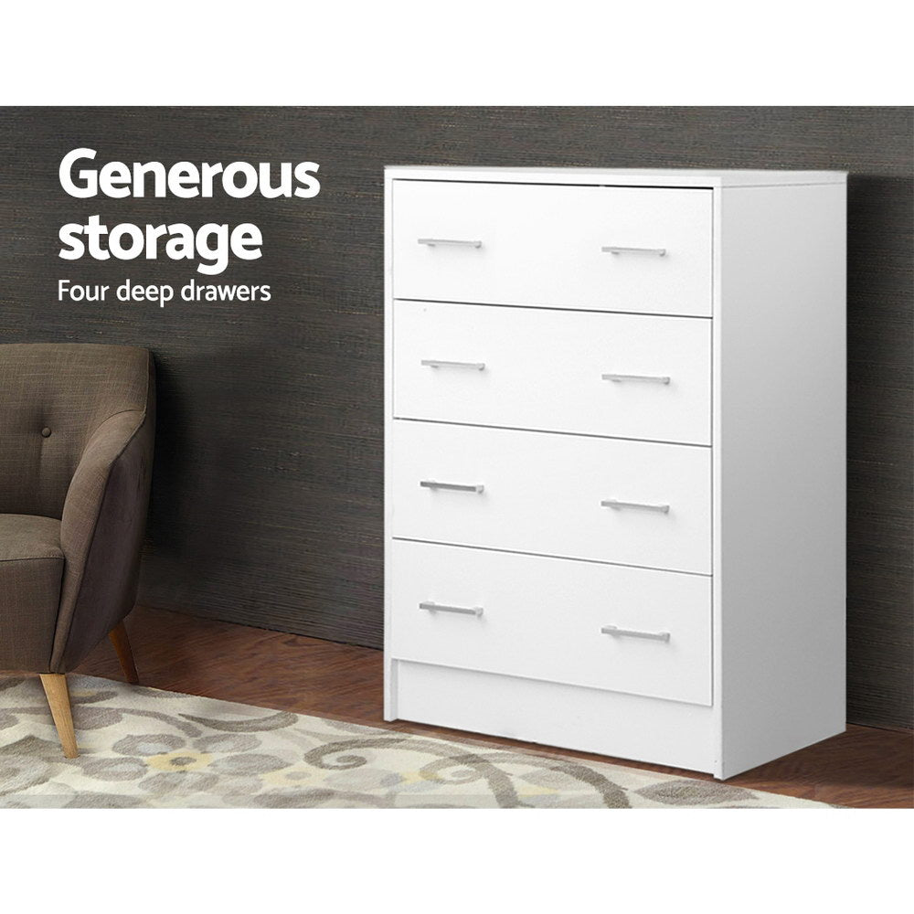 Artiss Andes 4-Drawer Tallboy – White