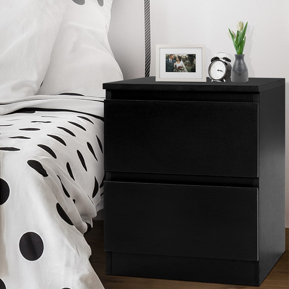 Artiss Pepe 2-Drawer Bedside Table – Black