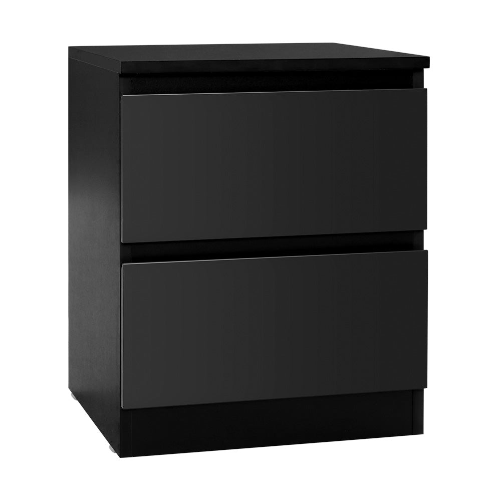 Artiss Pepe 2-Drawer Bedside Table – Black