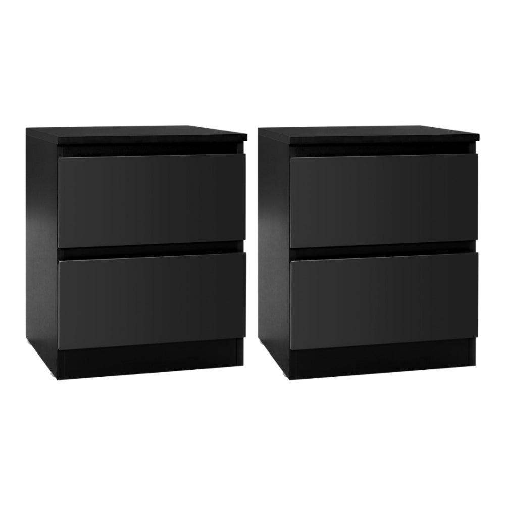 Artiss Pepe Handle-Free Bedside Tables – Black, Set of 2