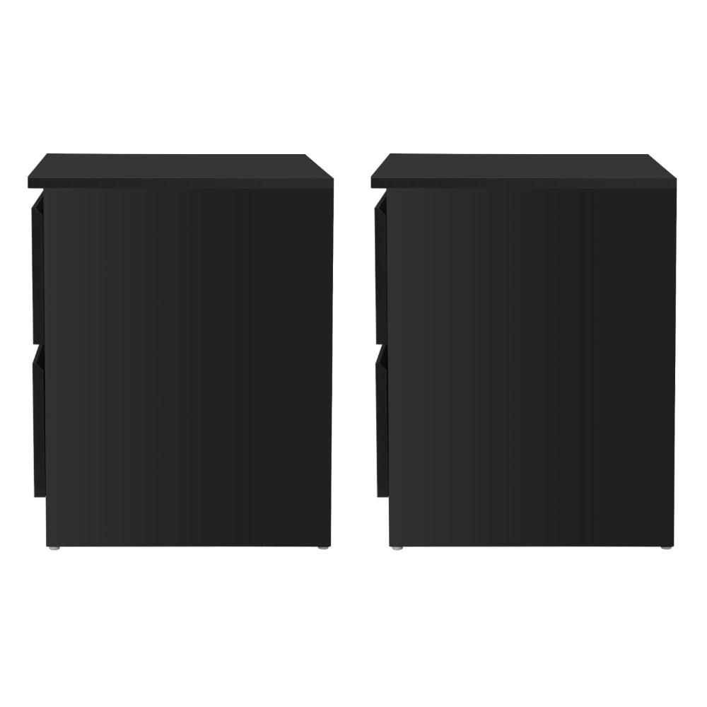 Artiss Pepe Handle-Free Bedside Tables – Black, Set of 2