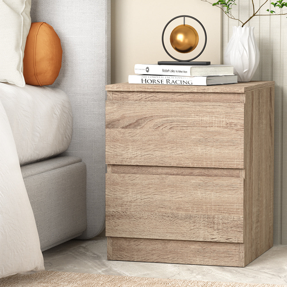 Artiss Pepe 2-Drawer Bedside Table – Wood Look