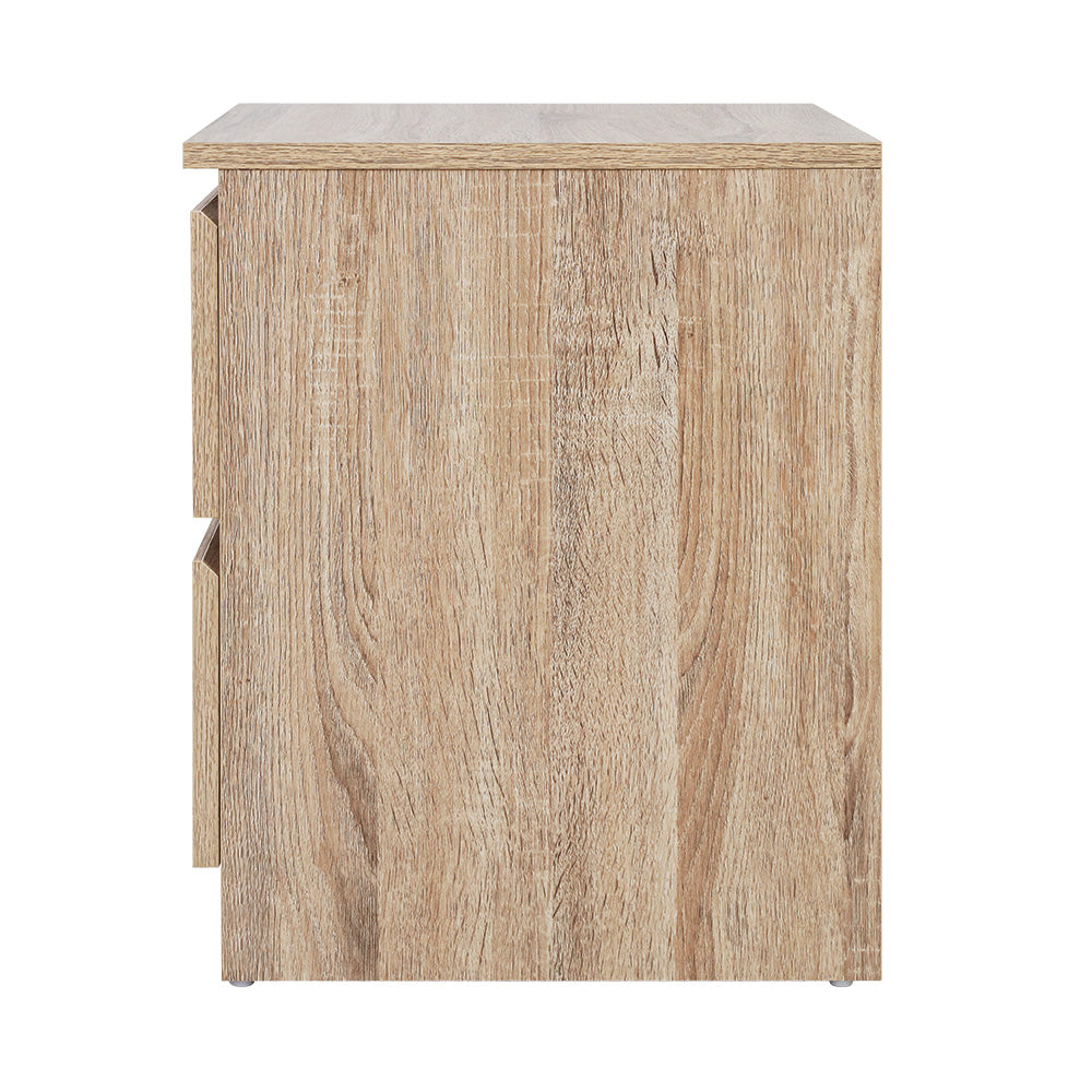 Artiss Pepe 2-Drawer Bedside Table – Wood Look