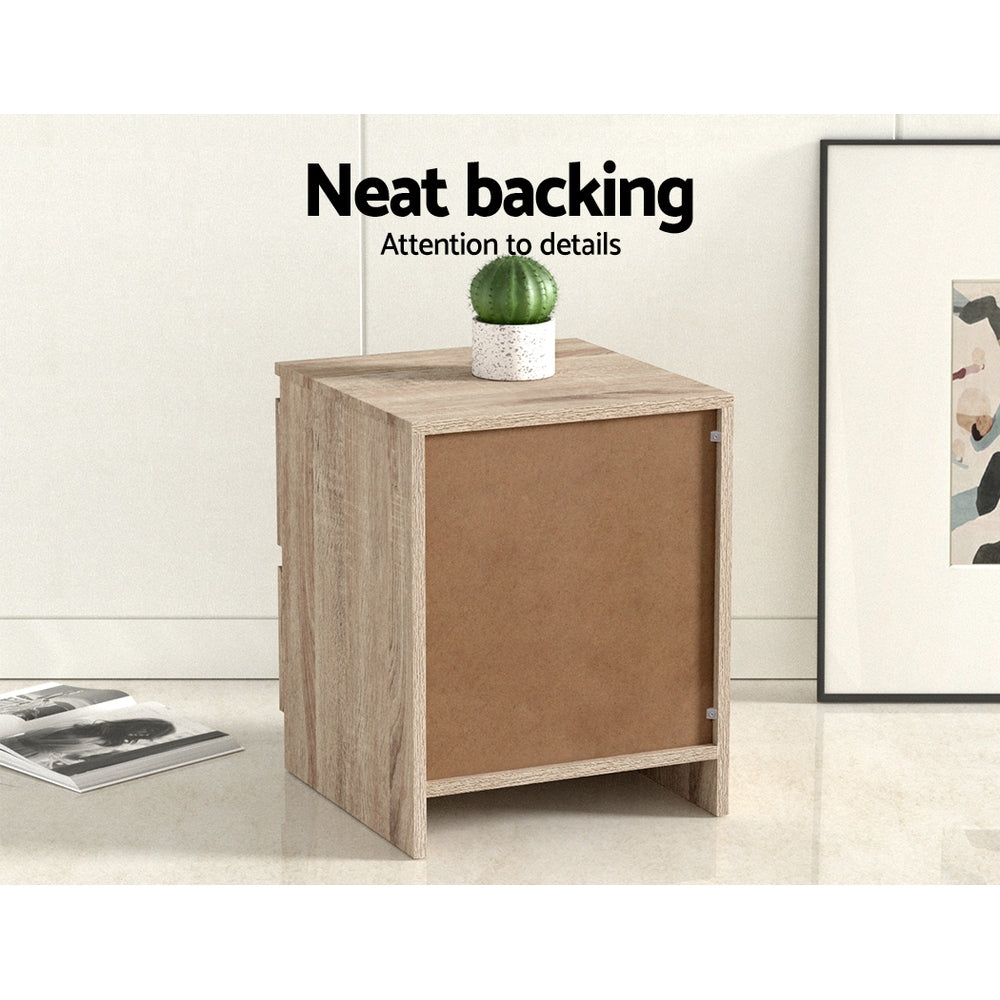 Artiss Pepe 2-Drawer Bedside Table – Wood Look