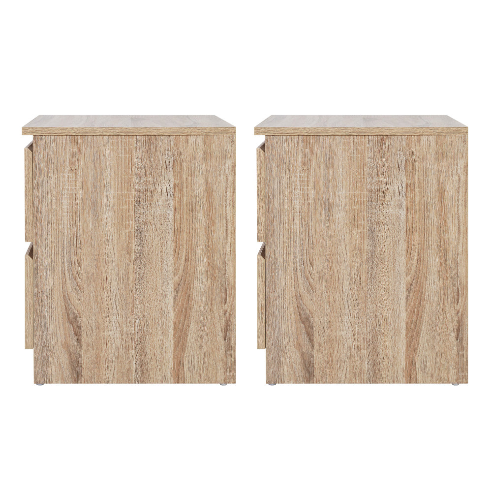 Artiss Pepe Handle-Free Bedside Tables – Oak Look, Set of 2