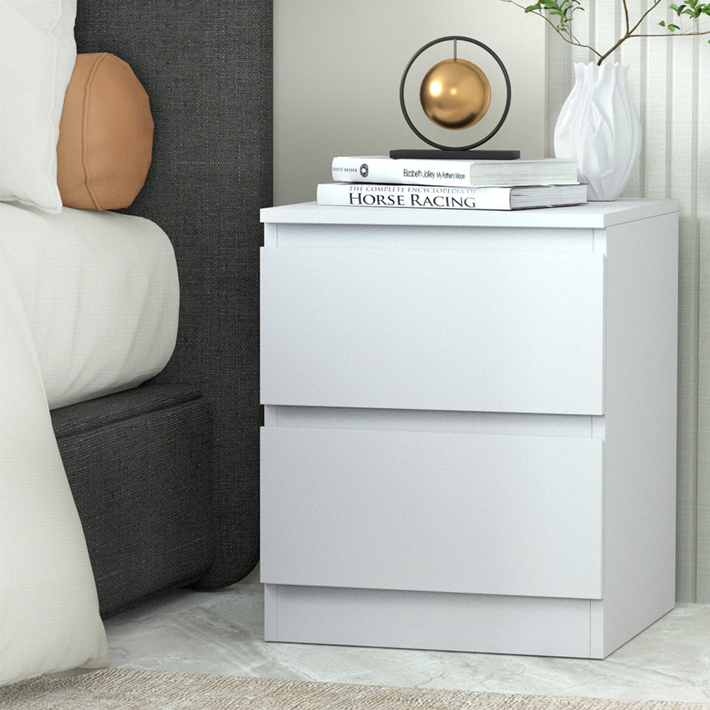 Artiss Pepe 2-Drawer Bedside Table – White