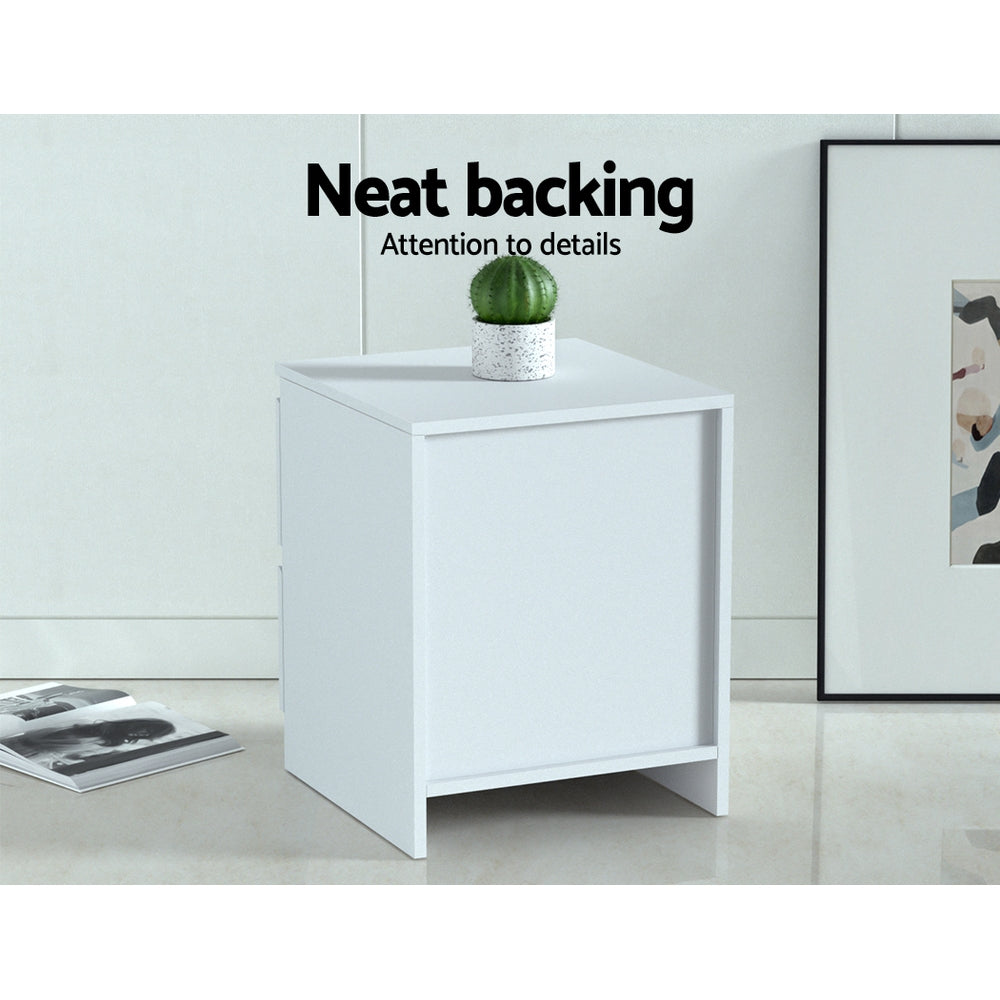 Artiss Pepe Handle-Free Bedside Tables – White, Set of 2