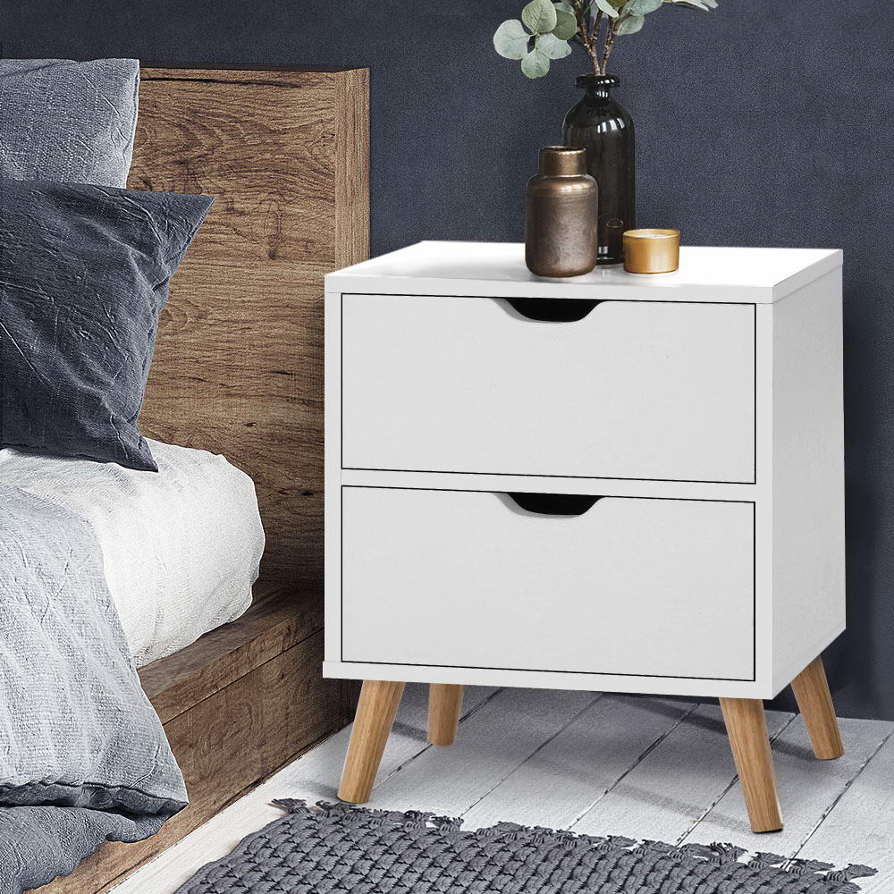 Artiss Boden 2-Drawer Bedside Table – White