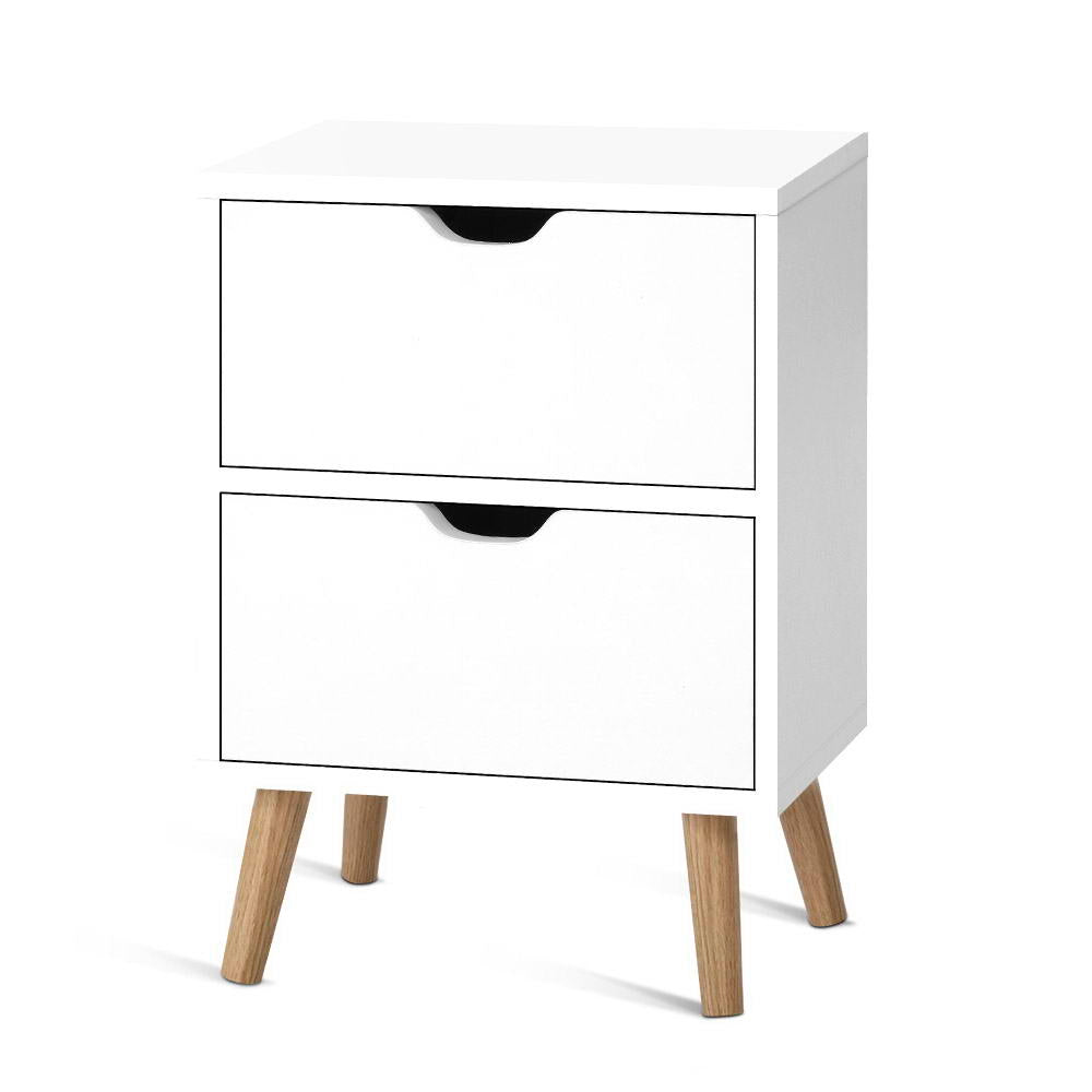 Artiss Boden 2-Drawer Bedside Table – White