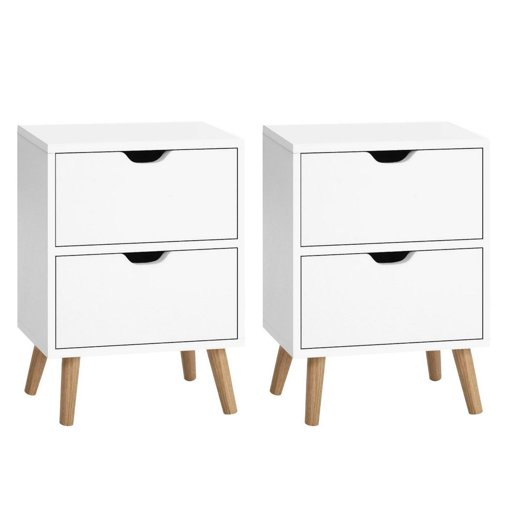 Artiss Boden Bedside Tables with Splayed Legs – White, Set of 2