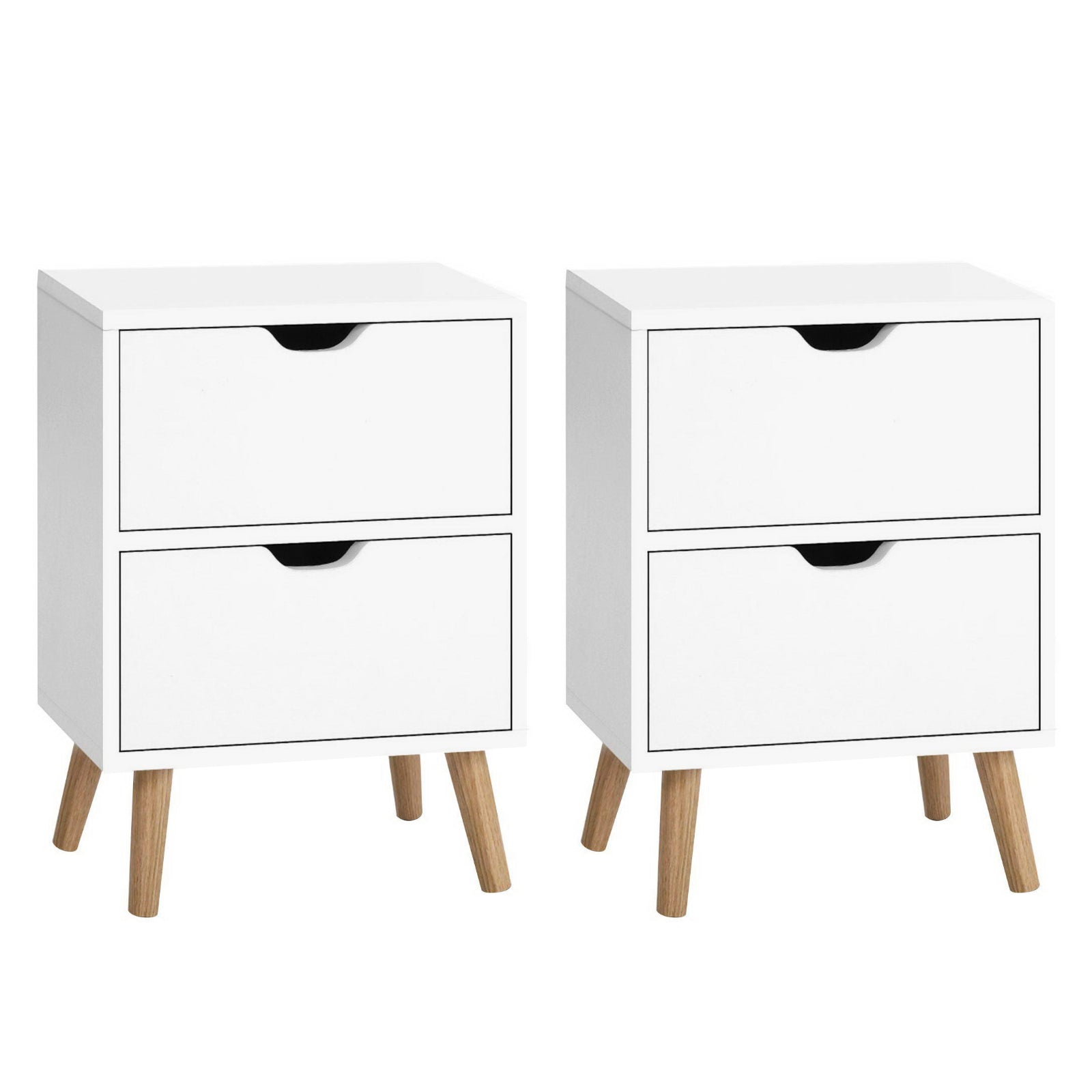 Artiss Boden Bedside Tables with Splayed Legs – White, Set of 2