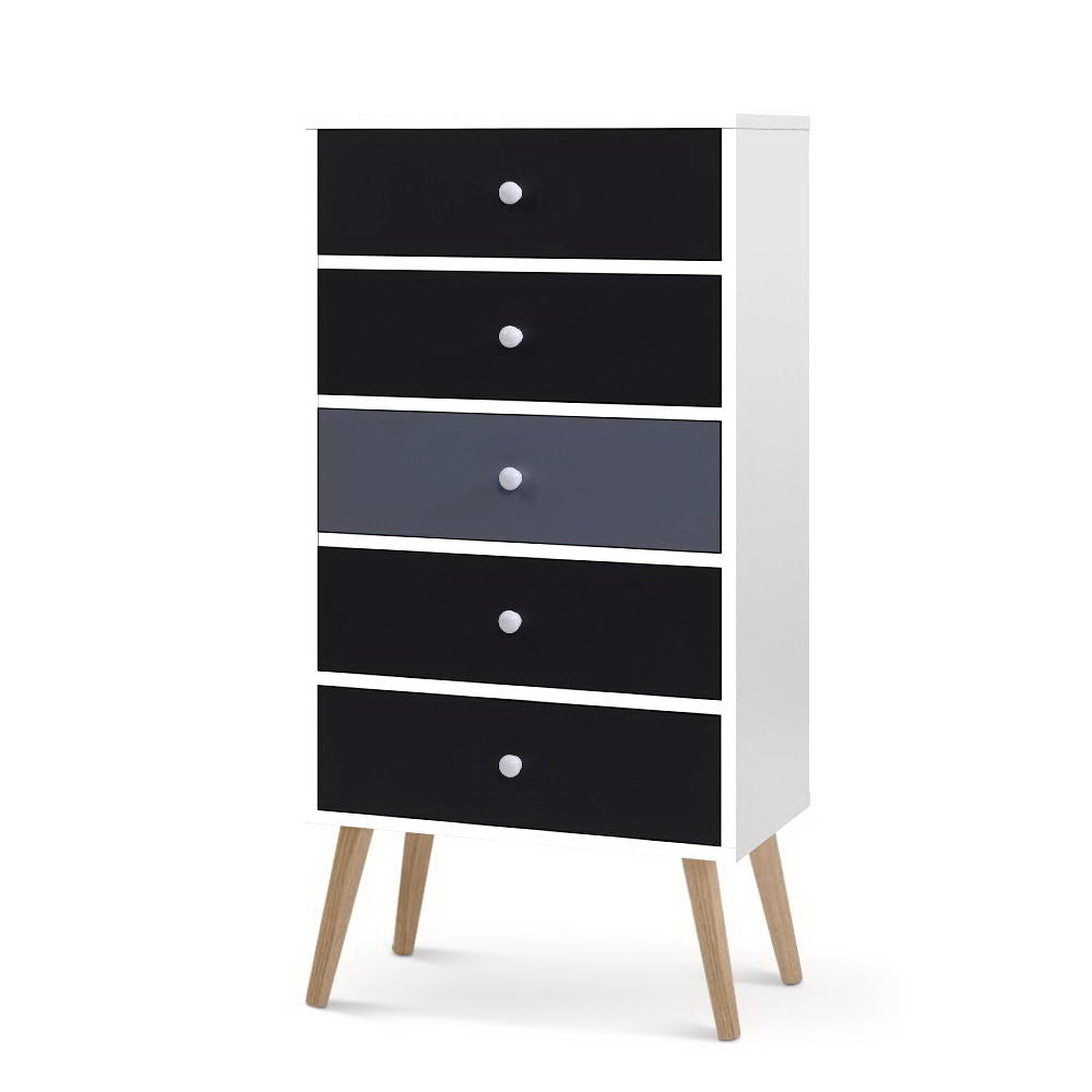 Artiss Bonds 5-Drawer Tallboy – Grey and White