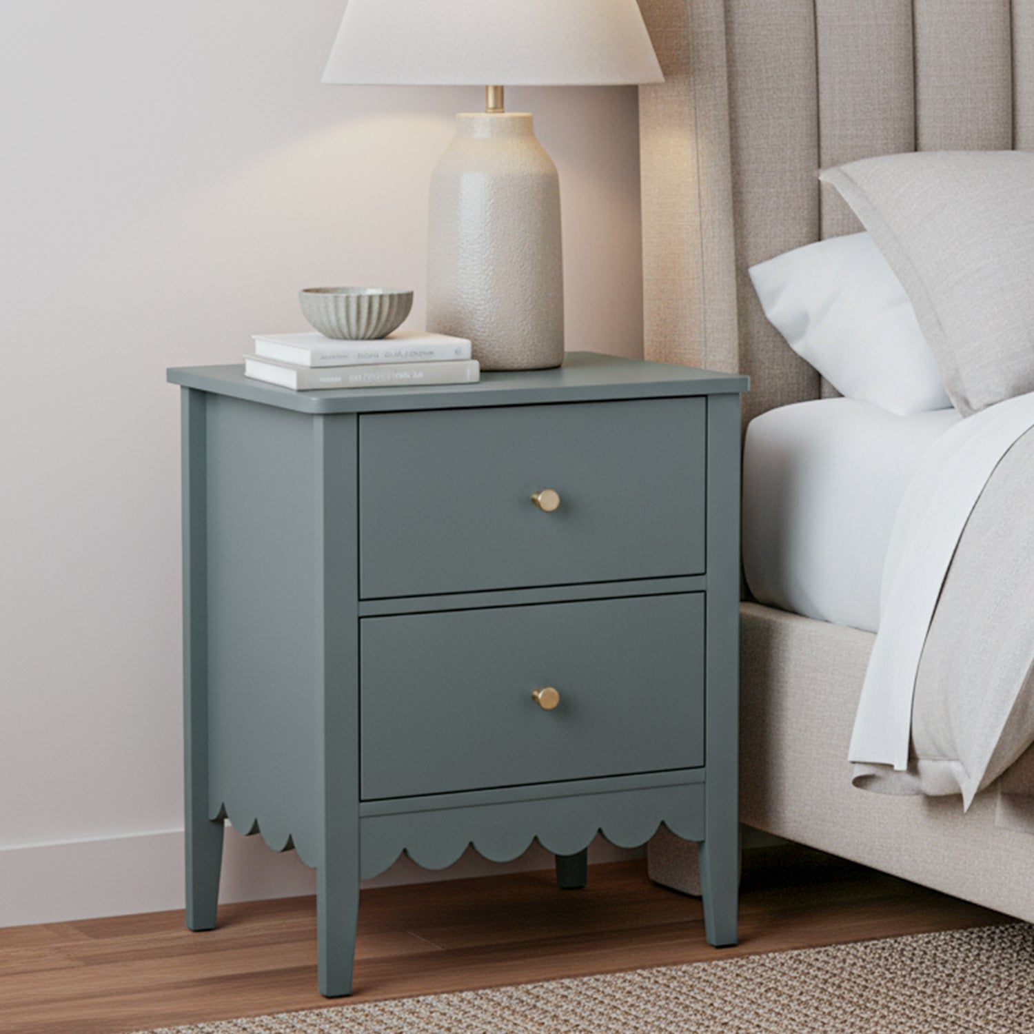 Artiss 2-Drawer Bedside Table – Green