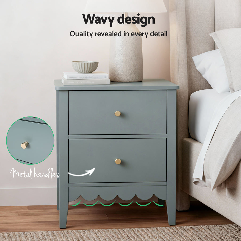 Artiss 2-Drawer Bedside Table – Green