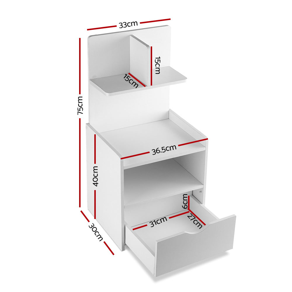 Artiss Evermore Tall Bedside Display Table – White