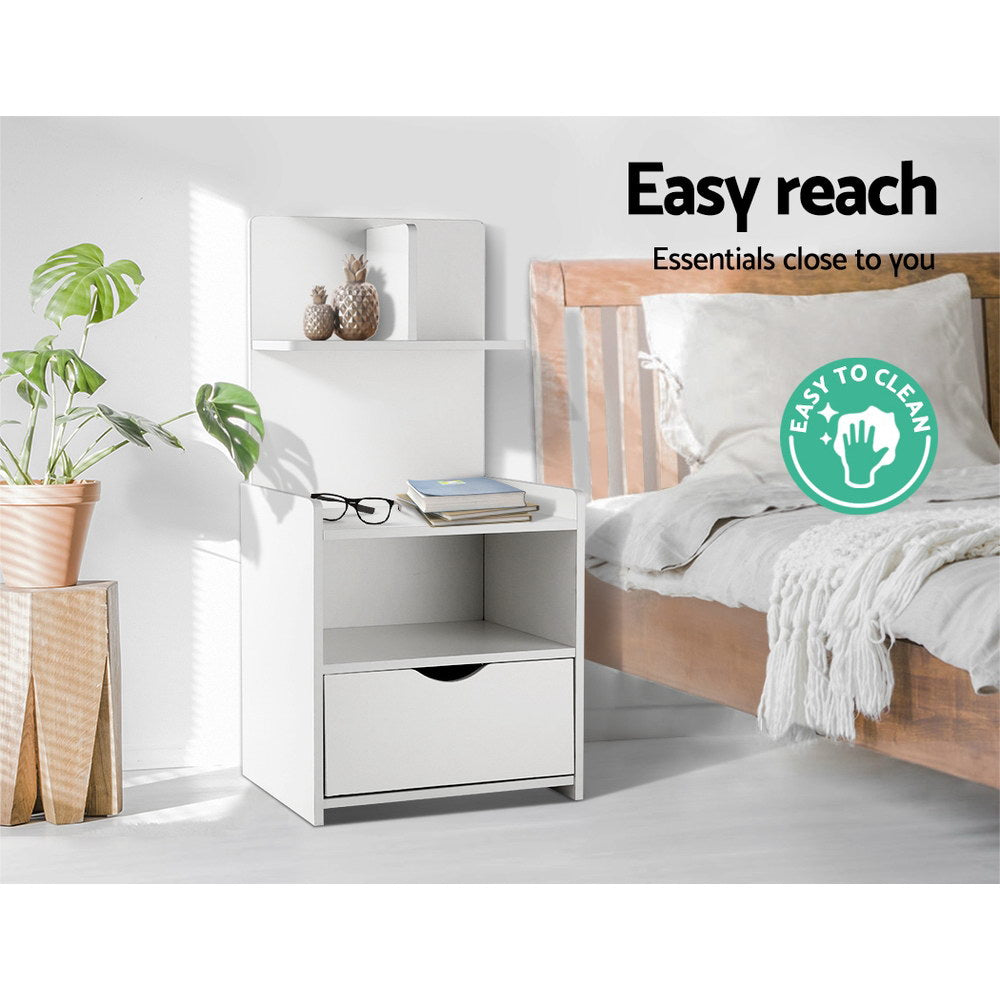 Artiss Evermore Tall Bedside Display Table – White