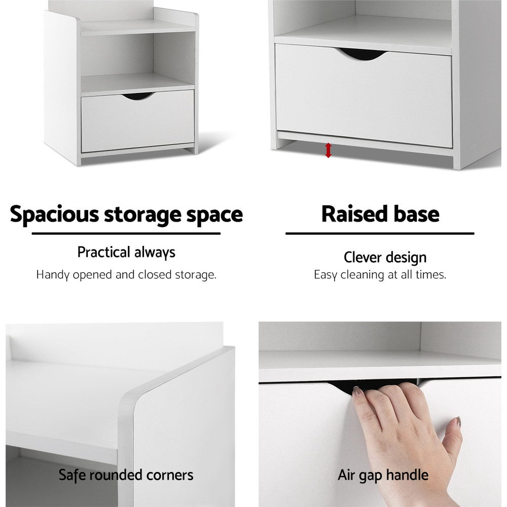 Artiss Evermore Tall Bedside Display Table – White