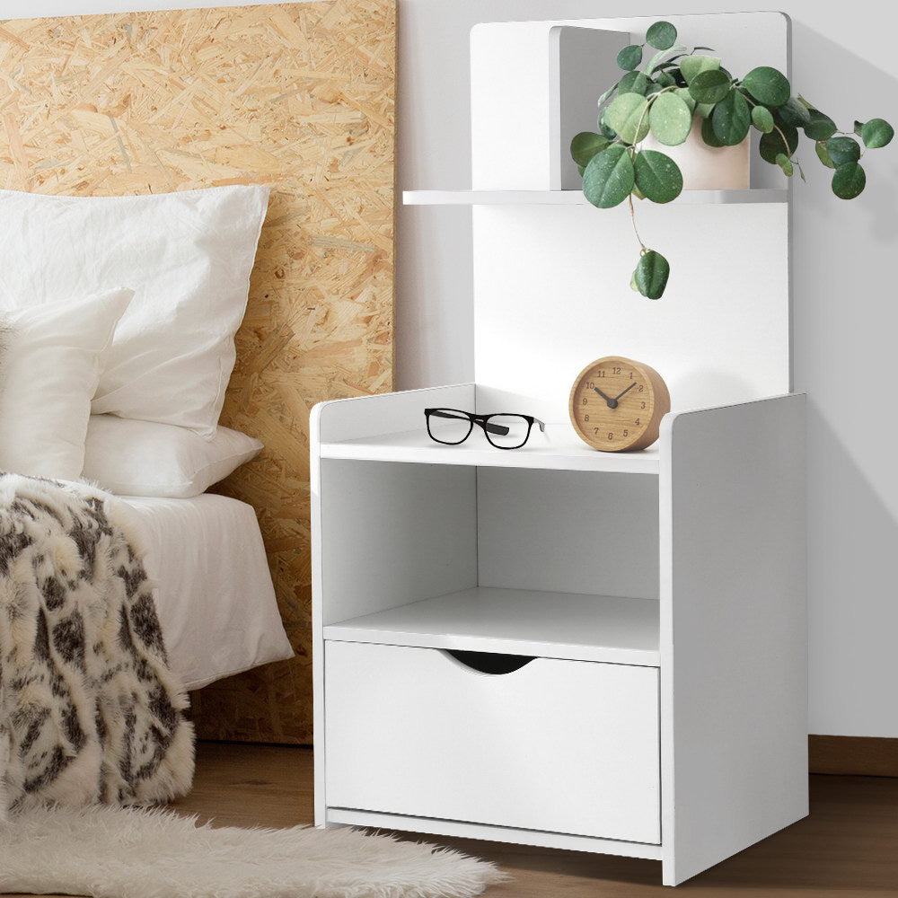 Artiss Evermore Tall Bedside Display Table – White