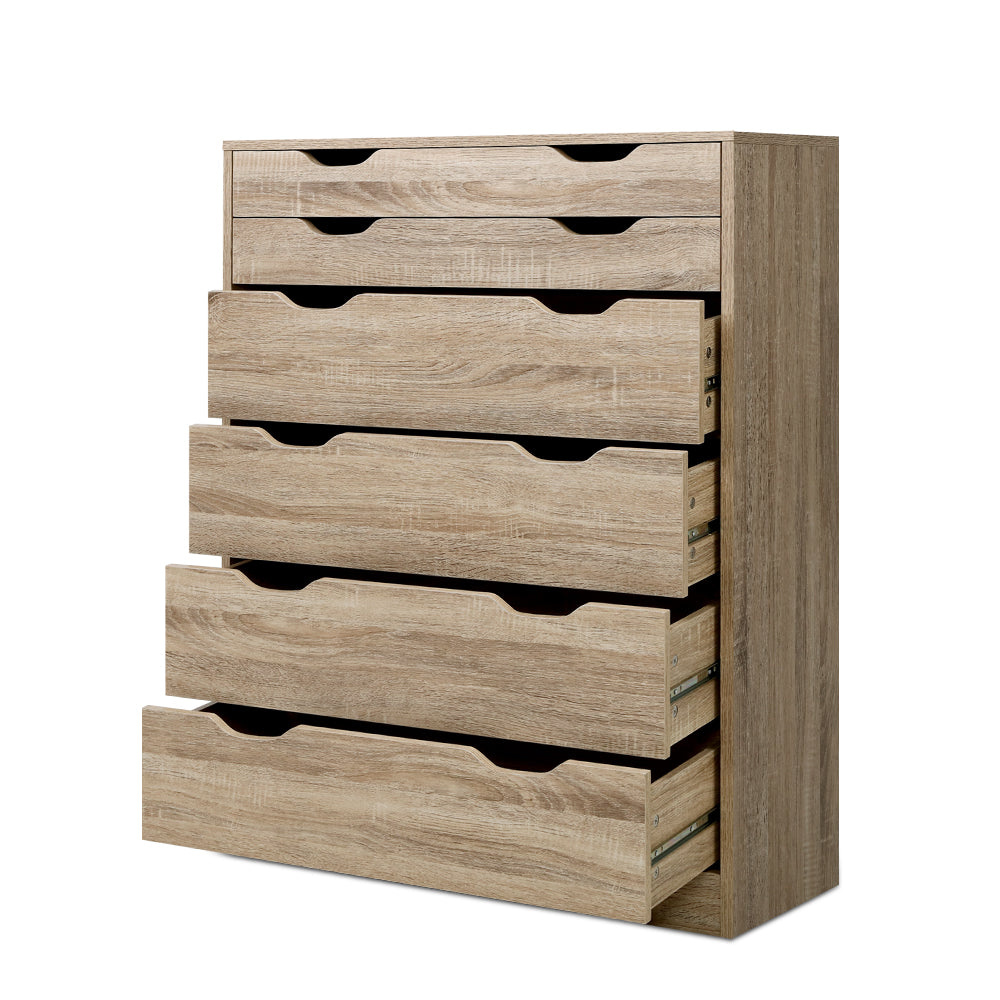 Artiss Myla 6-Drawer Tallboy – Oak Look