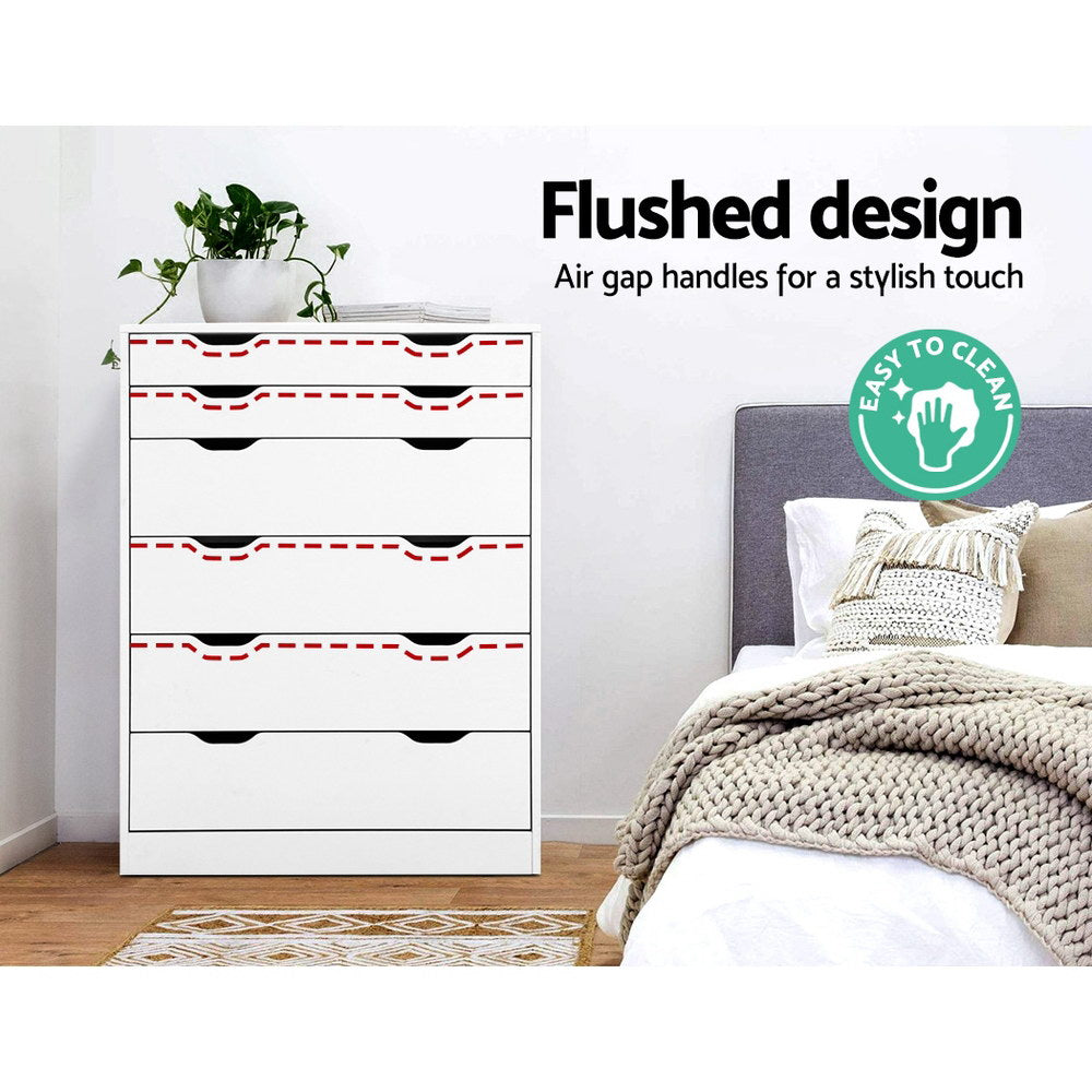 Artiss MYLA 6-Drawer White Tallboy