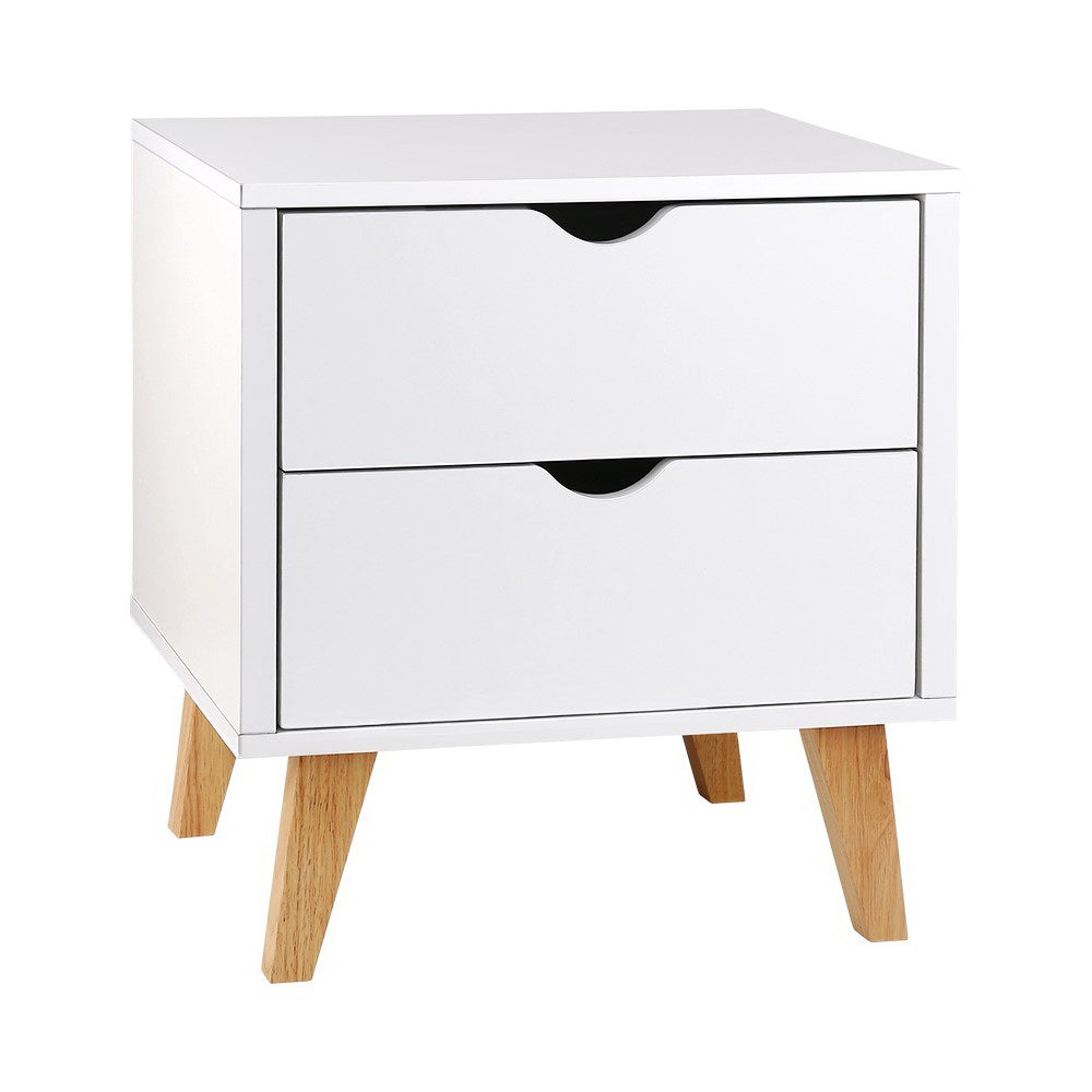 Artiss Anders Bedside Table with 2 Drawers – White