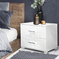 Artiss High-Gloss 2-Drawer Bedside Table – White